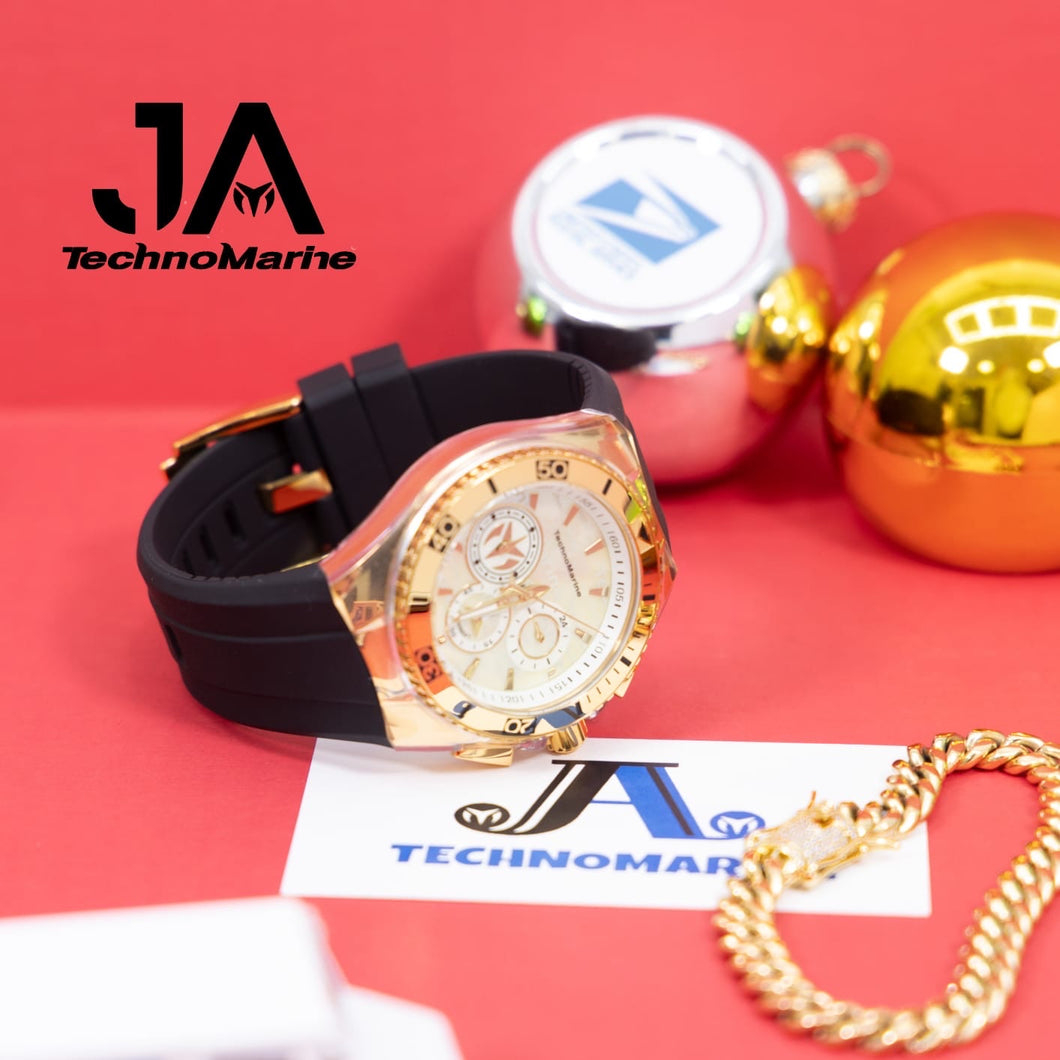 Technomarine Hombre Cruise California Men's Watch w/ Metal, & Oyster Dial + Pulsera Cubana baño 14k