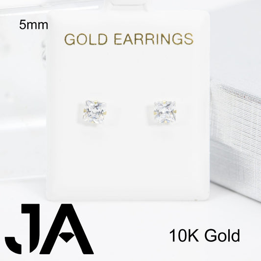 Zirconias 5mm Cuadrada En 14k