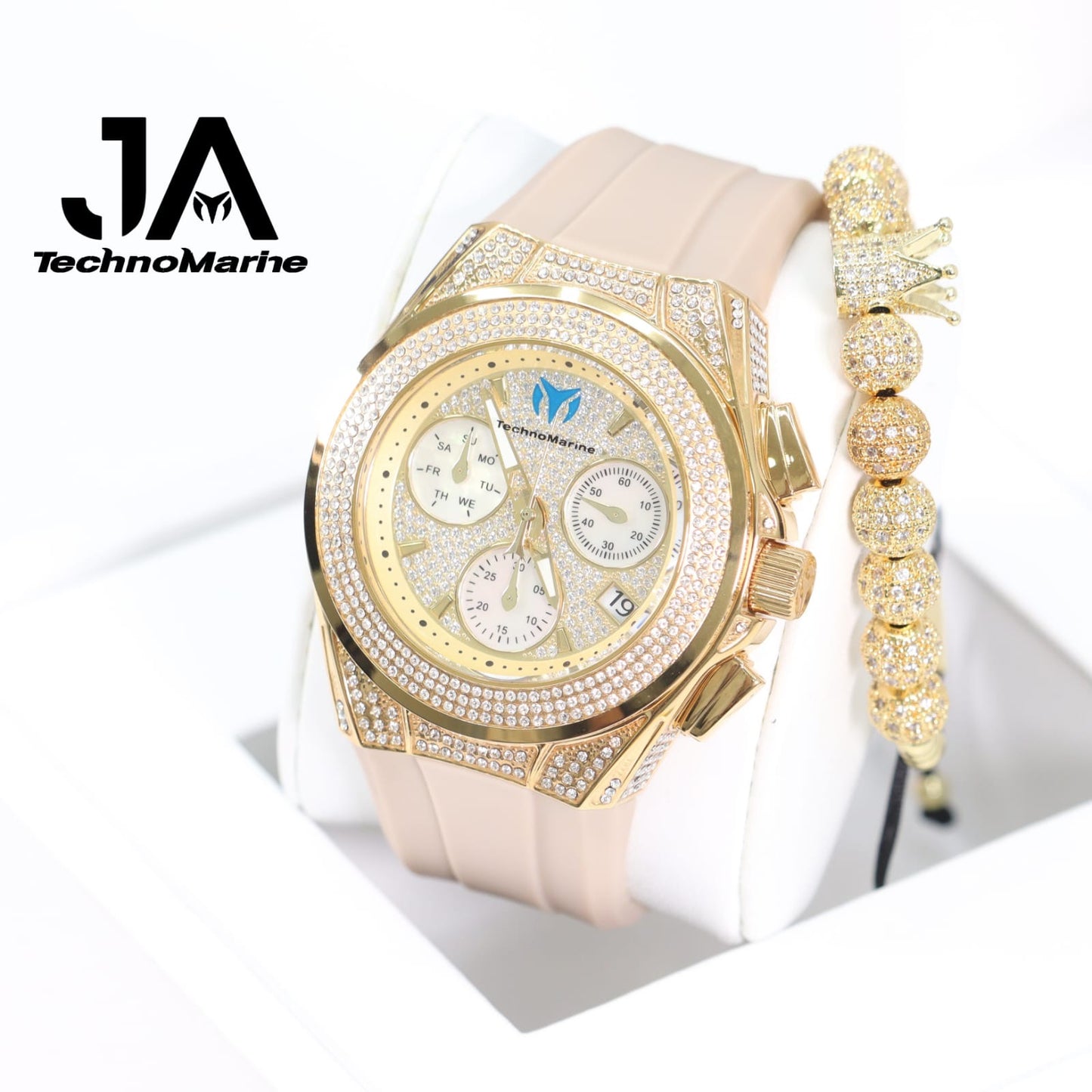 Technomarine (Pave) Cruise Collection Maquina Suiza Color Oro Una Pulsera Gratis