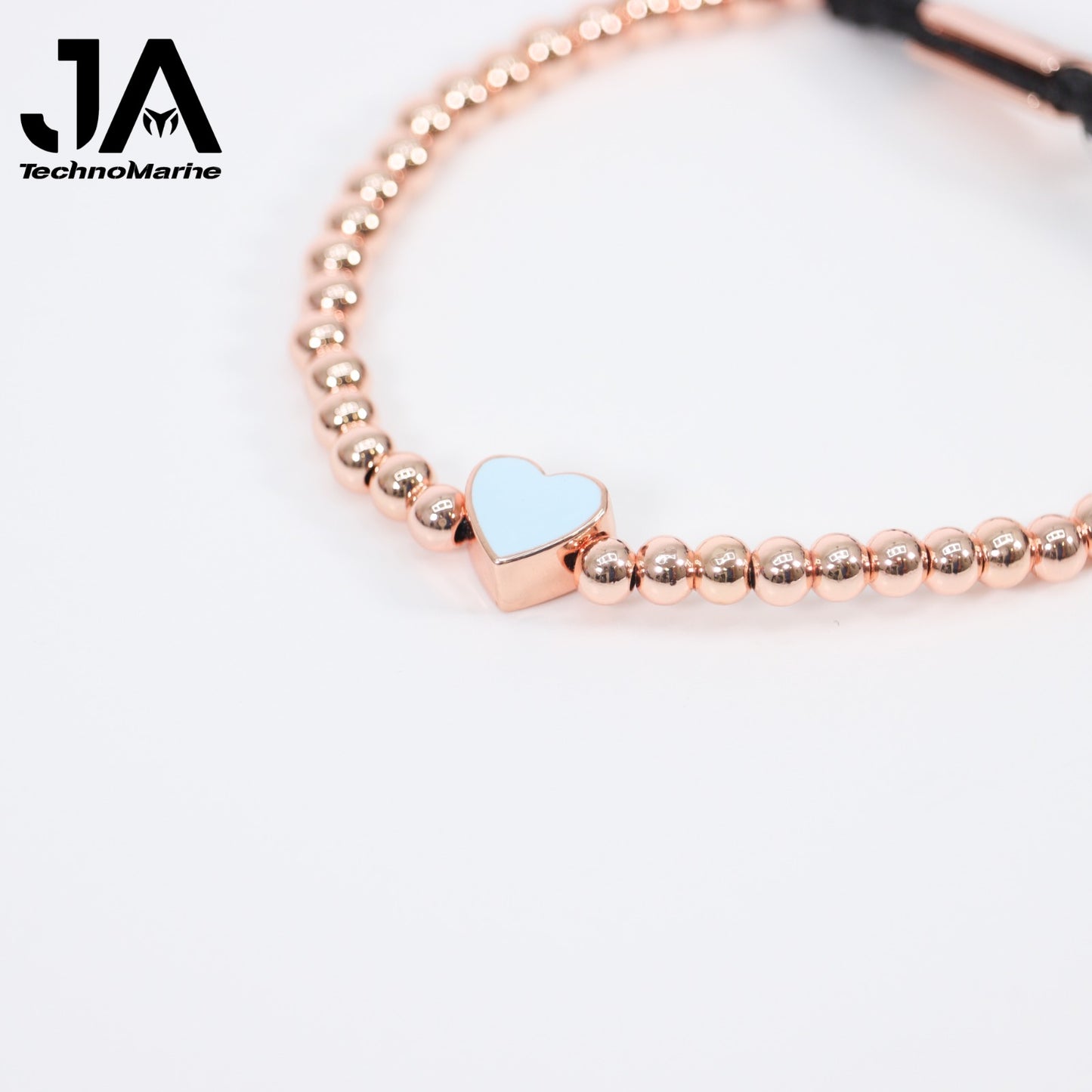 Pulsera De Corazón Azul Claro Mujer Rose Gold Ajustable Stainless Steel