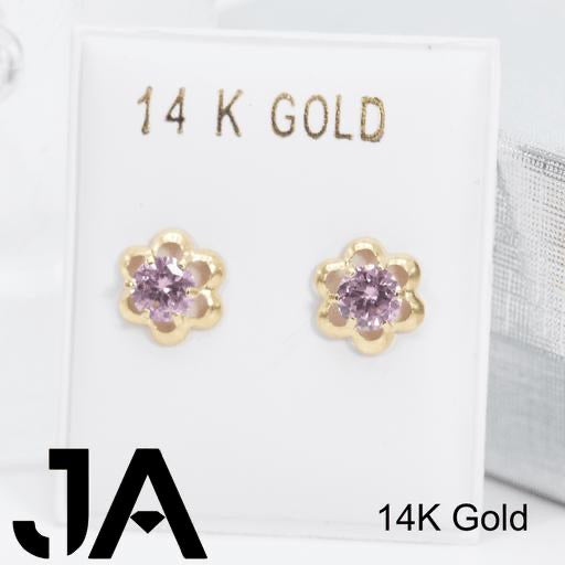 Zirconias De Flor Violeta En 14k