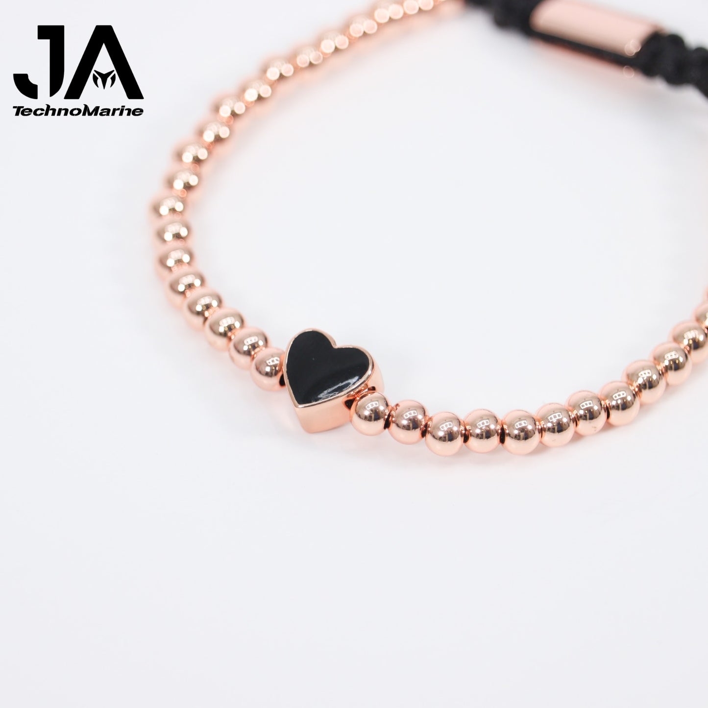 Pulsera De Corazón Negro Mujer Rose Gold Ajustable Stainless Steel