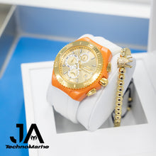 Cargar imagen en el visor de la galería, Technomarine Cruise Star Gold &amp; Gold 46mm Watch Una Pulsera Gratis Orange
