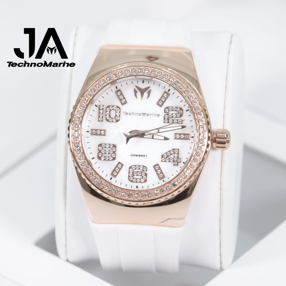 Technomarine Cruise Monogram 45mm Gold with Stones Rose Gold White 5% De Descuento = $94.99