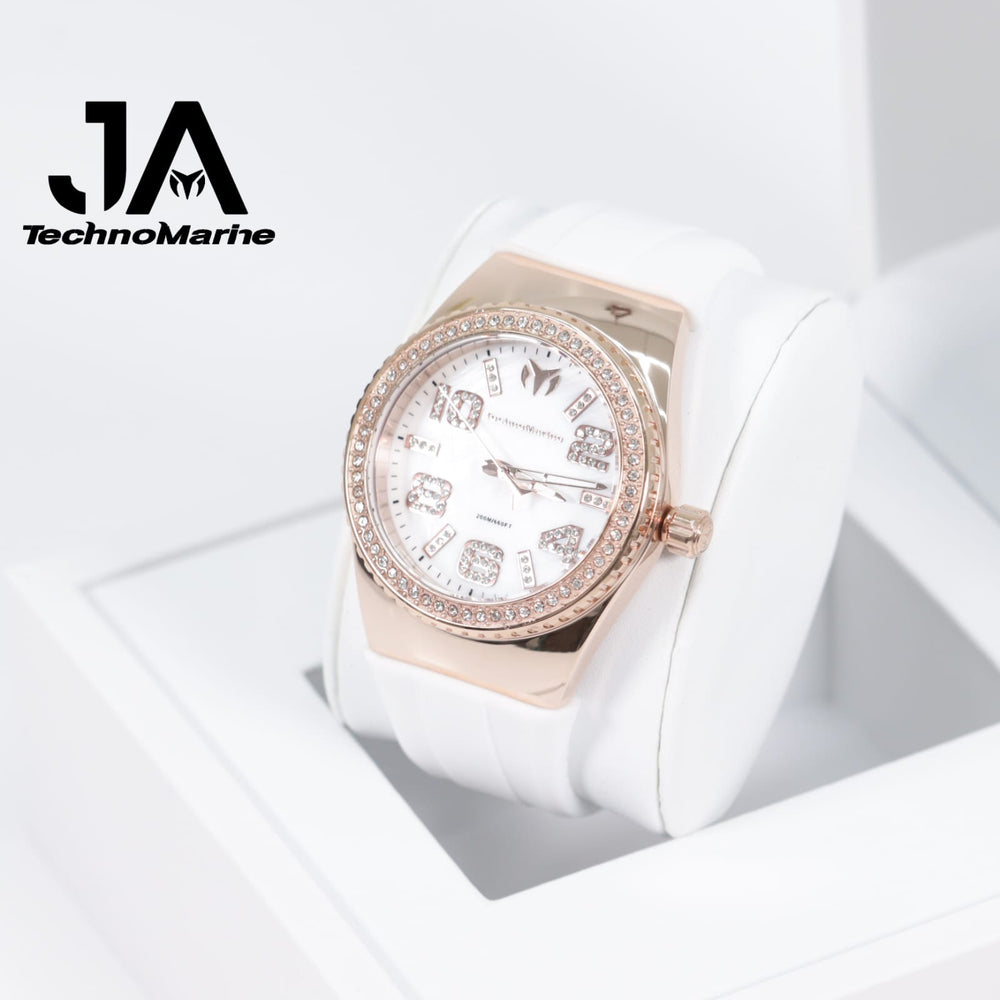 Technomarine Cruise Monogram 45mm Gold with Stones Rose Gold White 5% De Descuento = $94.99