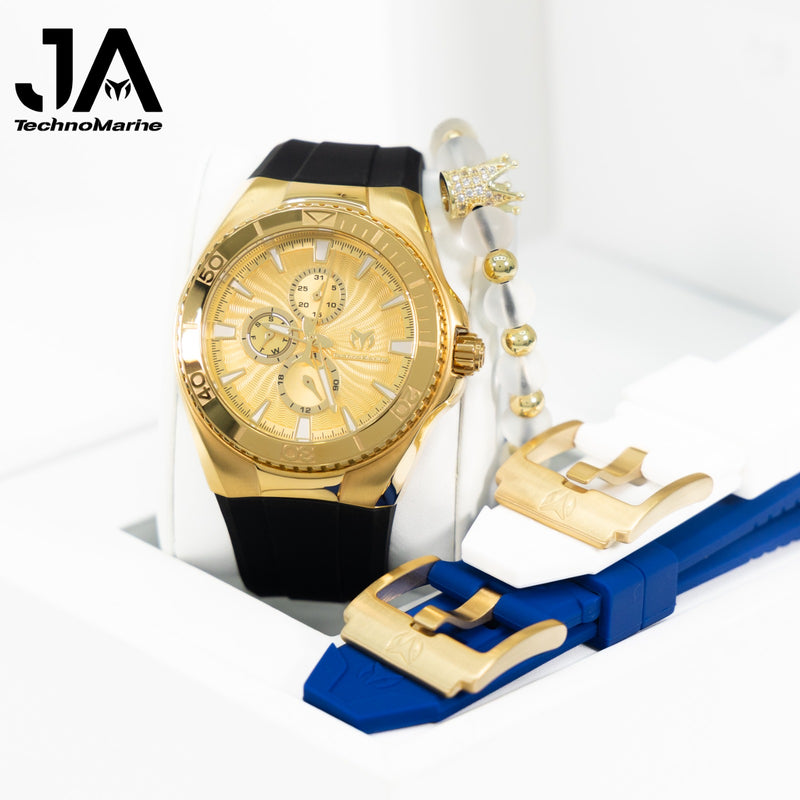 Set TechnoMarine Cruise California Men's Watch - 45mm Incluye 3 Correas, Negra, Blanca y Azul & Technomarine 40mm Cruise Chronograph Quartz Gold Dial Unisex Watch Dos Pulsera Gratis Negra, Blanca y Rosa 5% De Descuento Adicional $299.99 % Aplicado
