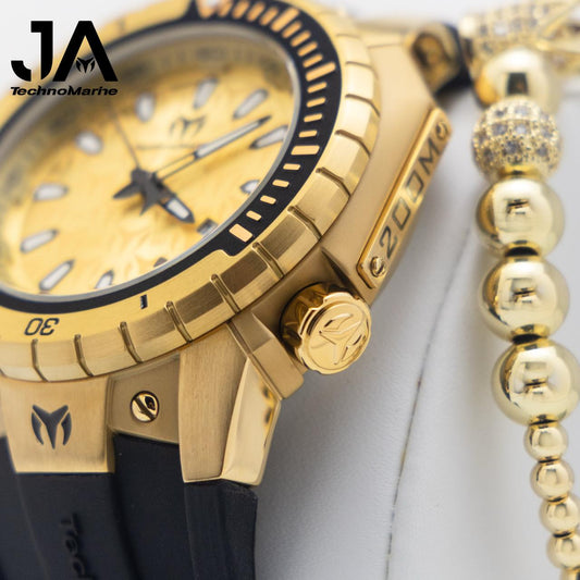 TechnoMarine Manta Quartz Gold Dial Men's Watch Una Pulsera Gratis