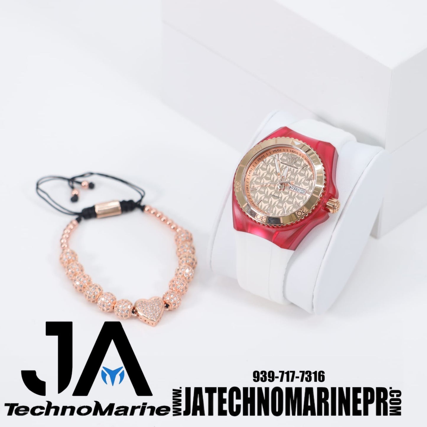 Technomarine Mujer Cruise Monogram Quartz Watch Rose Gold 40mm Rojo
