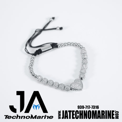 Pulsera De Corazón Mujer Ajustable Silver Stainless Steel