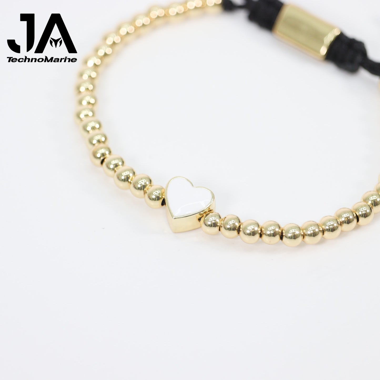 Pulsera De Corazón Blanco Mujer Dorada Ajustable Stainless Steel