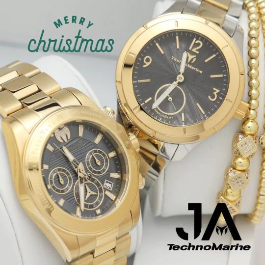 Set Dos Technomarine Manta Chronograph 42.mm ( Unixes  Technomarine MoonSun Silver Dial  Watch 42 mm