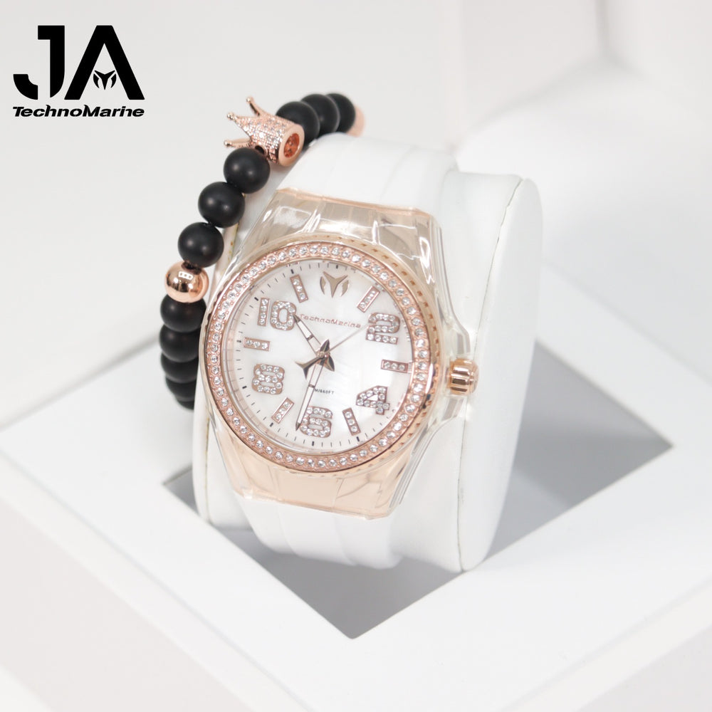 Technomarine Cruise Monogram 45mm Gold with Stones Rose Gold White 5% De Descuento = $94.99