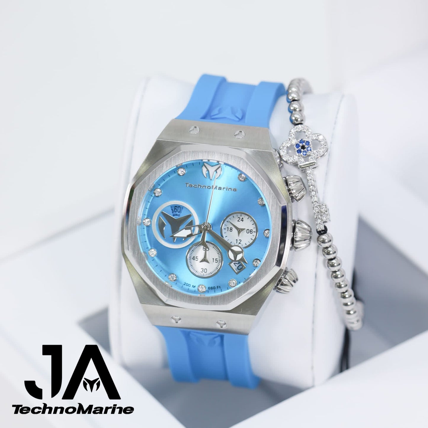 Technomarine Women Reef Sun Stainless Steel Quartz Watch With Silicone Strap 40mm Blue