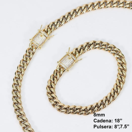 Cadenas Cubanas hombre 8mm 18” Stainless Steel