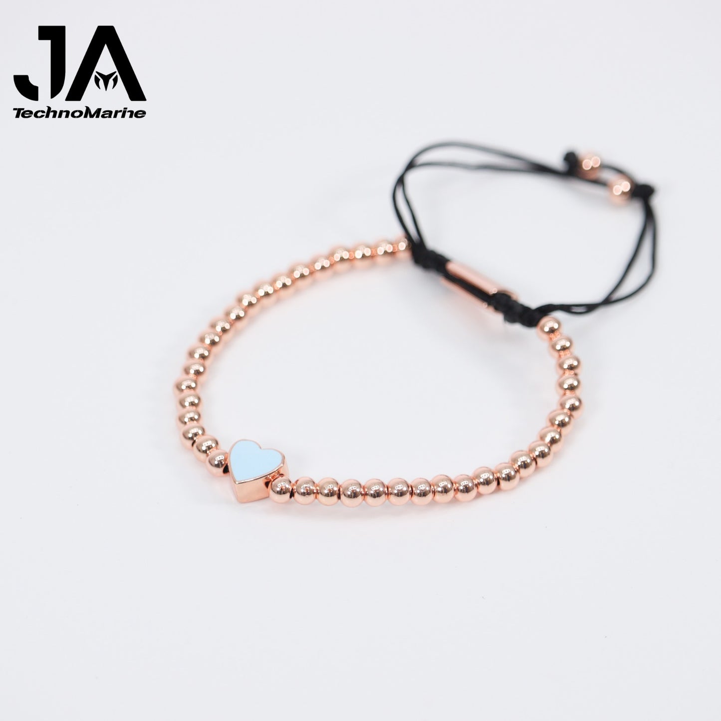 Pulsera De Corazón Azul Claro Mujer Rose Gold Ajustable Stainless Steel