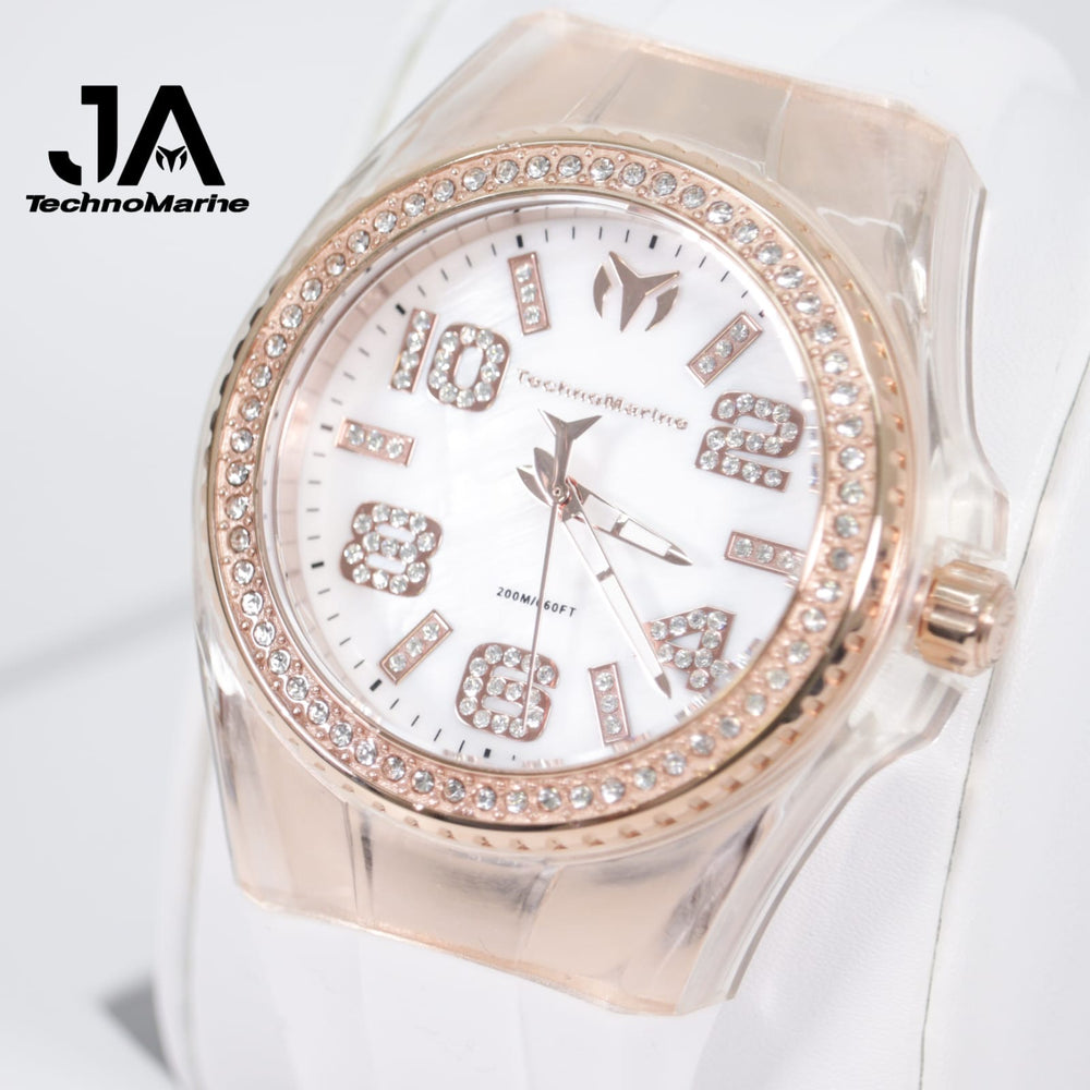 Technomarine Cruise Monogram 45mm Gold with Stones Rose Gold White 5% De Descuento = $94.99