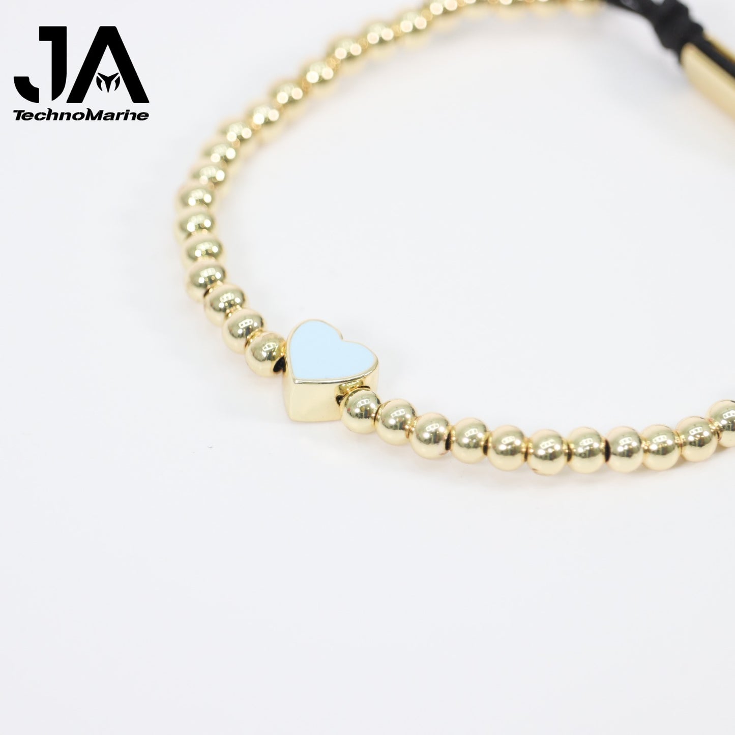 Pulsera De Corazón Azul Mujer Dorada Ajustable Stainless Steel