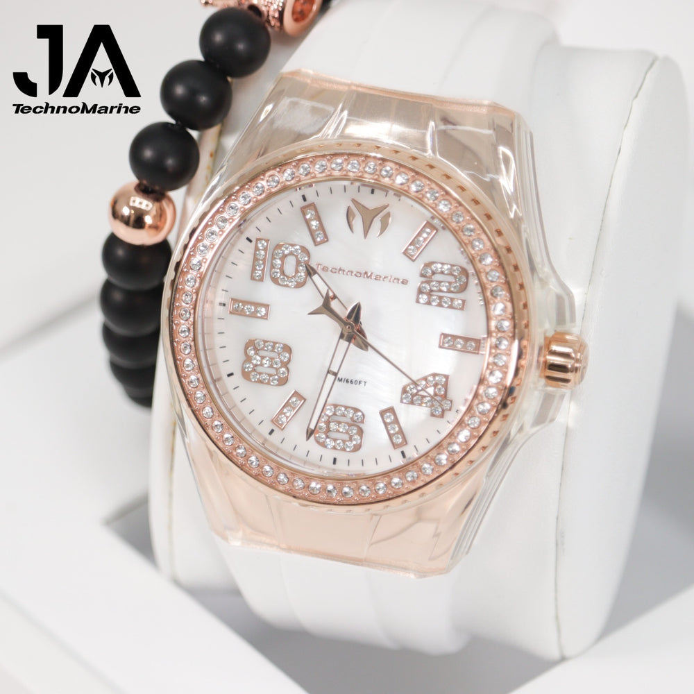 Technomarine Cruise Monogram 45mm Gold with Stones Rose Gold White 5% De Descuento = $94.99