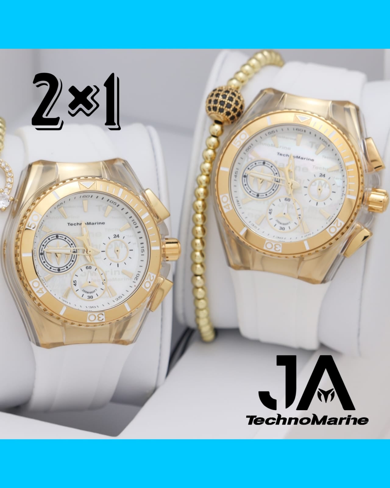 2 × 1 TechnoMarine Cruise California Women's Watch w/ Metal, Mother of Pearl & Oyster Dial - 40.57mm, White