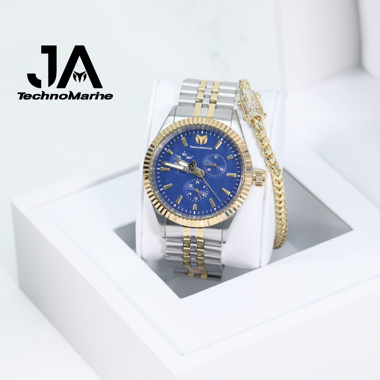 TECHNOMARINE Sea Dream Quartz Dial Watch 42 mm Dos Tonos Fondo AzulCON Con Una Pulsera