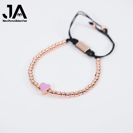 🎁 Pulsera De Corazón Violeta Mujer Rose Gold Ajustable Stainless Steel (Discount)