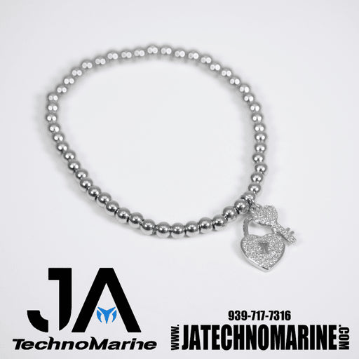 Pulsera De Corazón, Candado Silver Mujer Stainless Steel