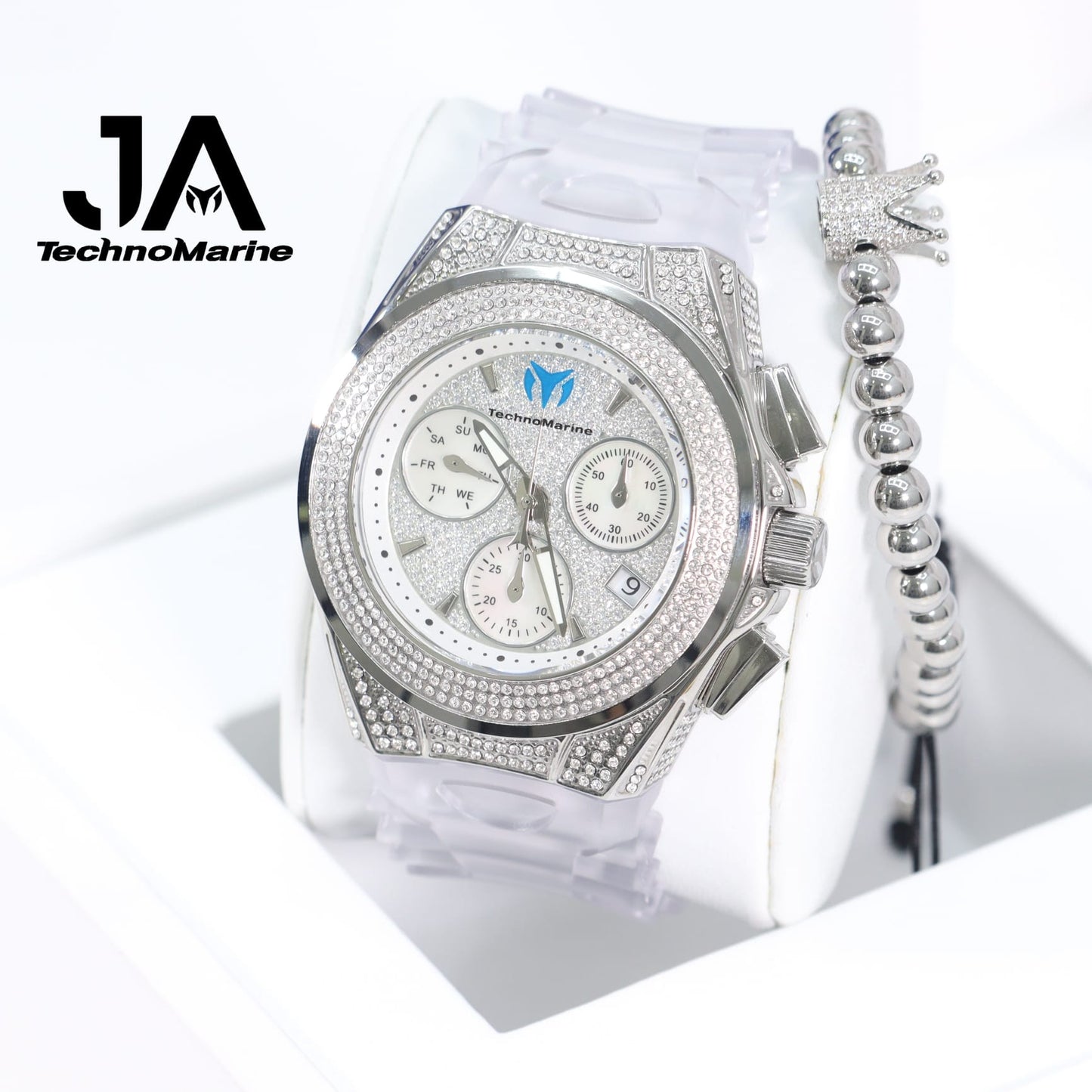 TECHNOMARINE (Pave) Cruise Collection Swiss Machine Silver Color One Free Bracelet