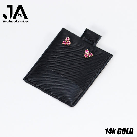 Zirconias Tres Piedras Rosada 14k