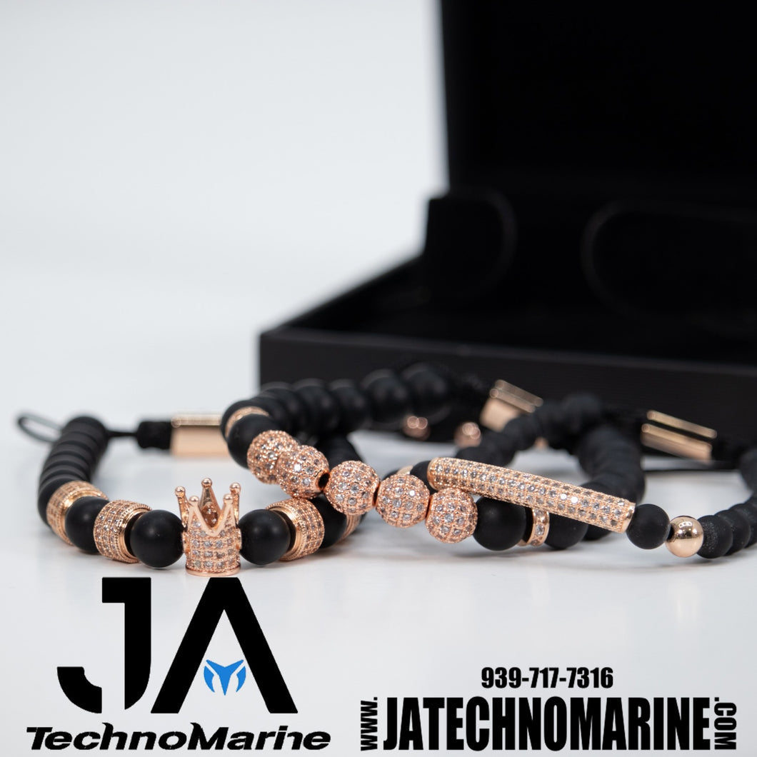 Set De Pulseras Rose Gold De Tres Ajustable