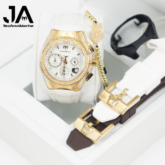 𝐓𝐄𝐂𝐇𝐍𝐎𝐌𝐀𝐑𝐈𝐍𝐄   Valentine Gold PVD Women's Watch 40.mm