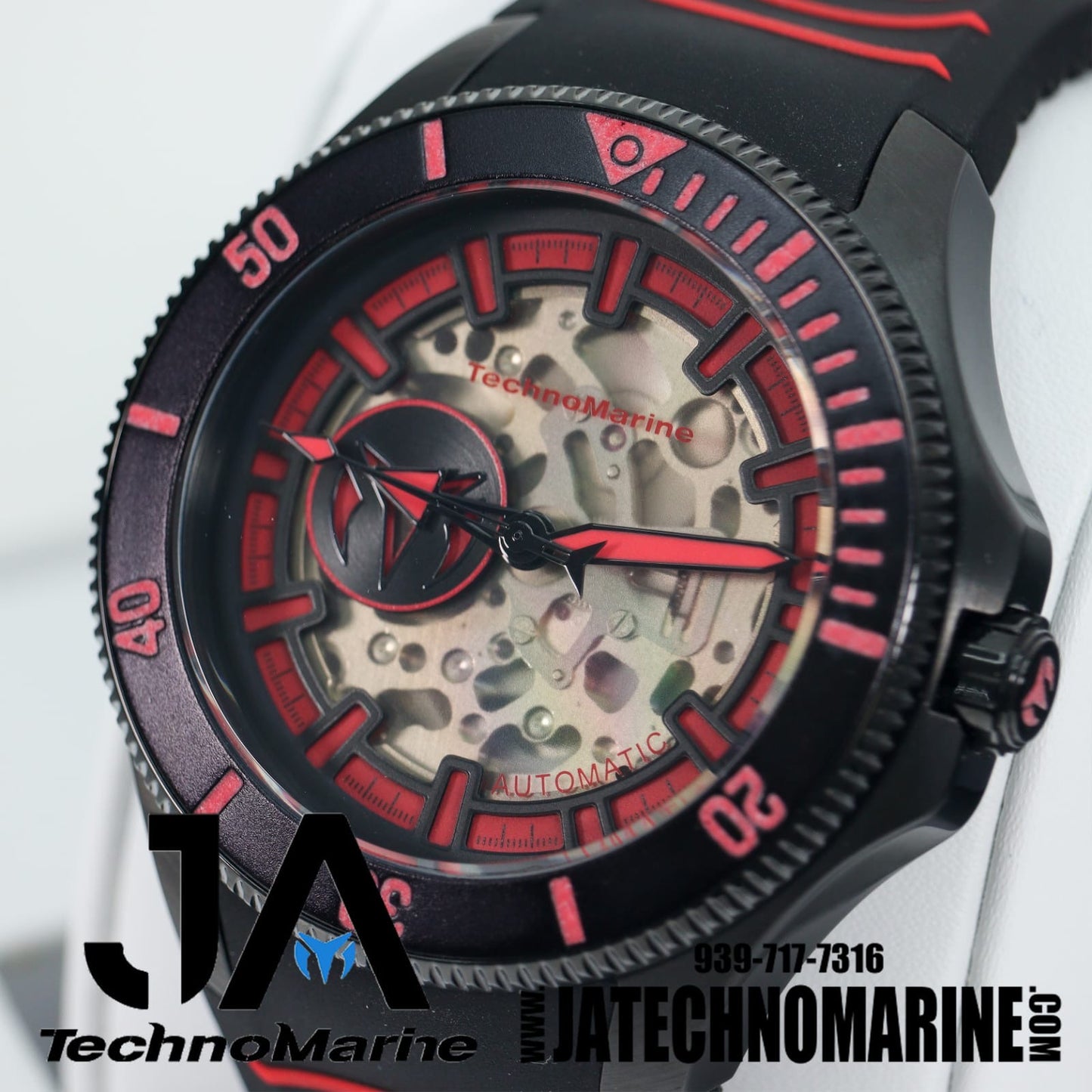 TechnoMarine Shark Cruise, Men's Watch, Stainless Steel Case, Silicone Strap, Mechanical Automatic