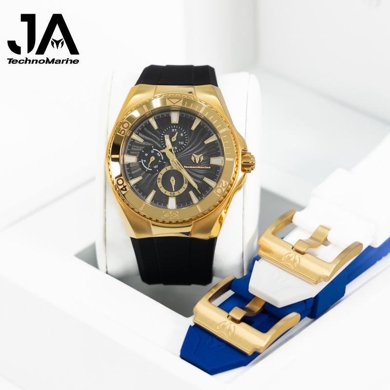 Set TechnoMarine Cruise California Men's Watch - 45mm Incluye 3 Correas, Negra, Blanca y Azul & Technomarine 40mm Cruise Chronograph Quartz Gold Dial Unisex Watch Dos Pulsera Gratis Negra, Blanca y Rosa 5% De Descuento Adicional $299.99 % Aplicado