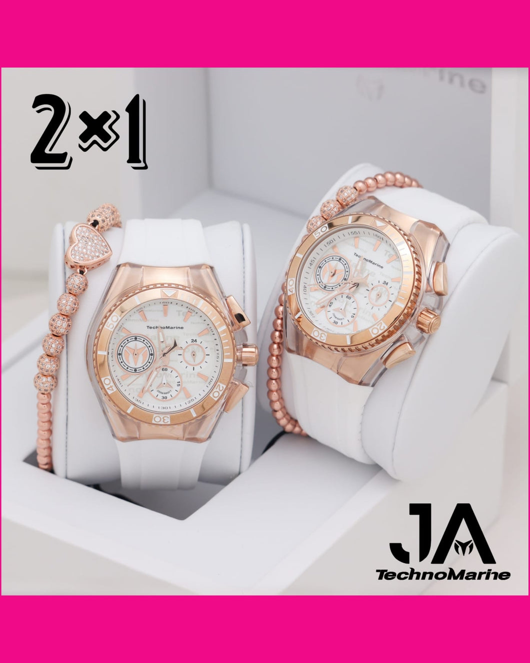 2 × 1 TechnoMarine Cruise California Women's Watch w/ Metal, Mother of Pearl & Oyster Dial - 40.57mm, White