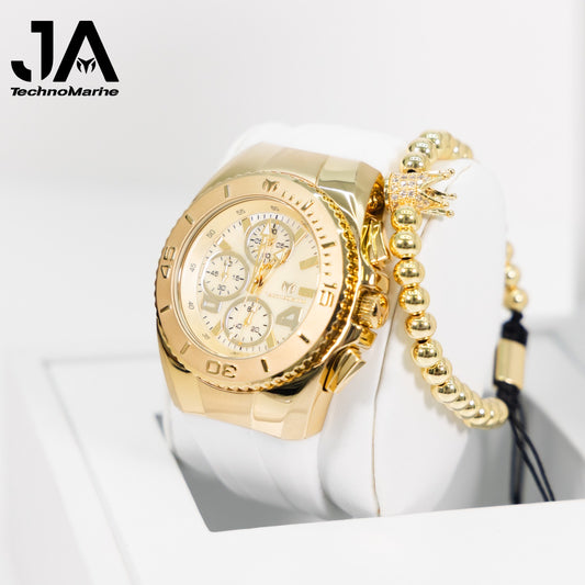 New Modelo 2025  TechnoMarine Cruise Original Men's Watch w/ Mother of Pearl Dial 44 mm, Black, Oro Green with Interchangeable Strap + 5% De Descuento = $139.99