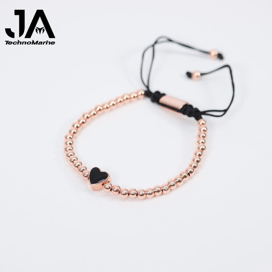 Pulsera De Corazón Negro Mujer Rose Gold Ajustable Stainless Steel
