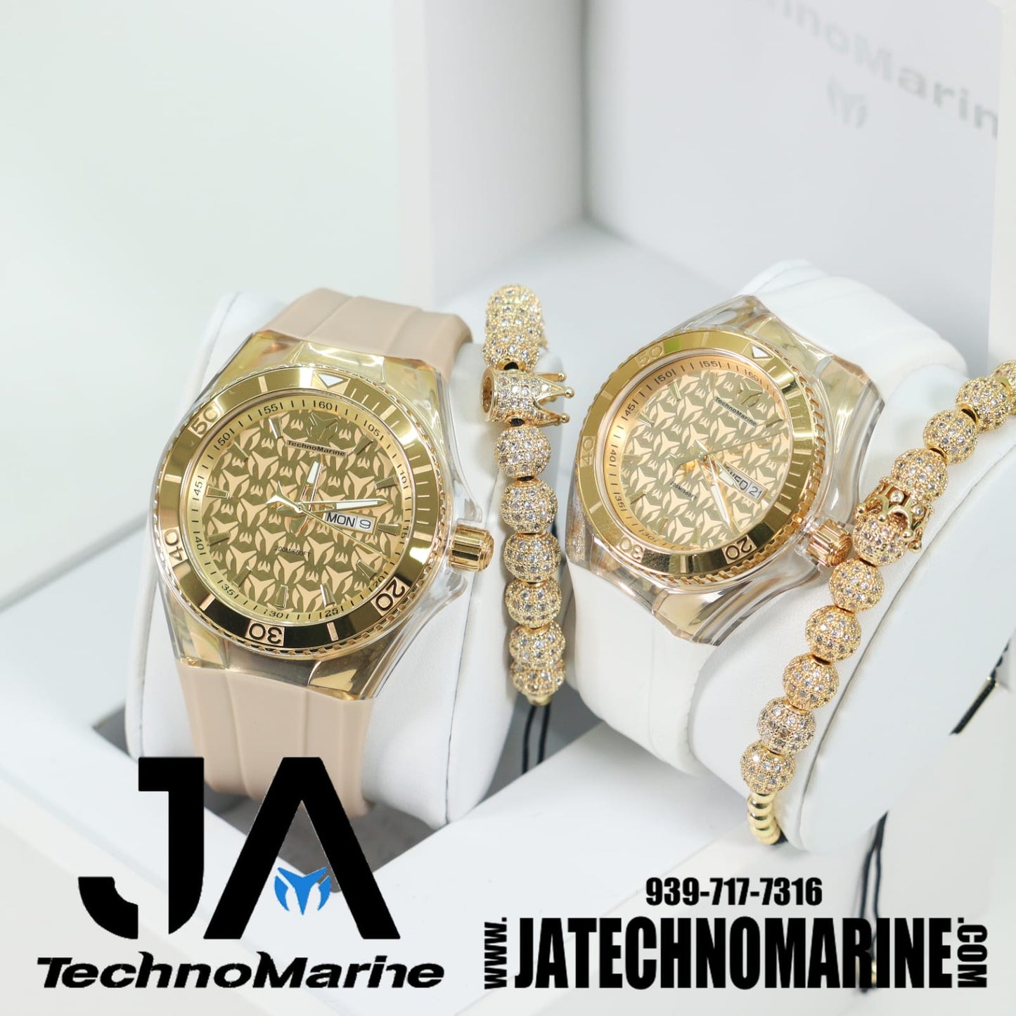 2 x 1 Set Technomarine Cruise Monogram 46mm Men's and Cruise monogram 40mm Women's Two Bracelet