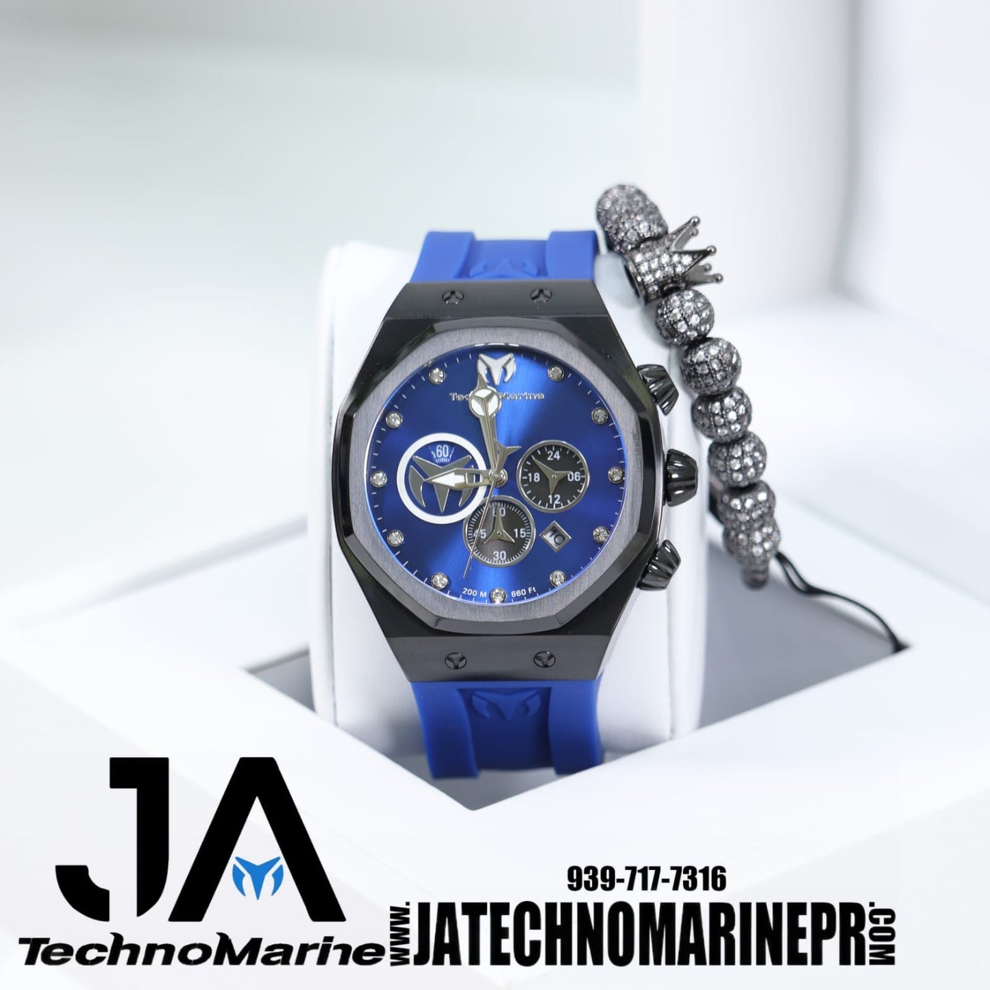 Technomarine Men's Reef Sun Stainless Steel Quartz Watch With Silicone Strap Blue