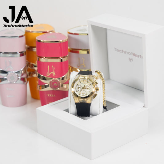 Combito Technomarine California Mujer Cruise Quartz Watch Gold 40mm + Perfume + Pulsera