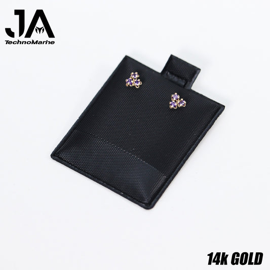 Zirconias De Tres Piedras Violeta 14k