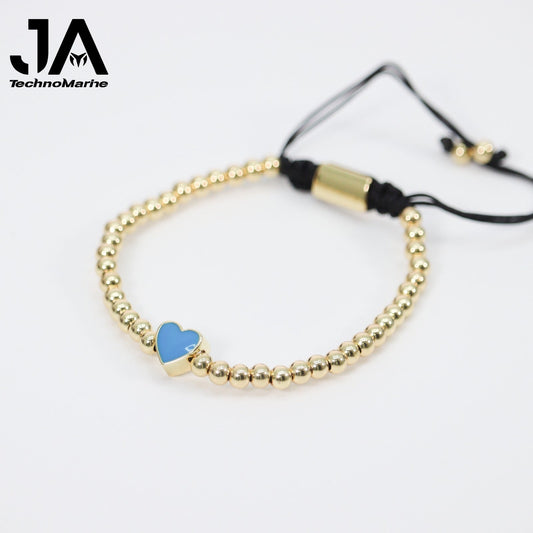 🎁 Pulsera De Corazón Azul Mujer Dorada Ajustable Stainless Steel (Discount)