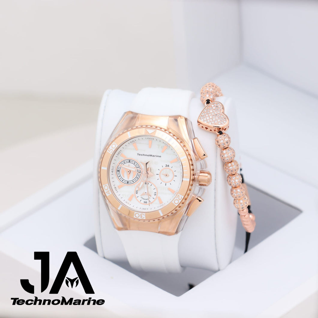 TechnoMarine Cruise California Women's Watch w/ Metal, Mother of Pearl & Oyster Dial - 40.57mm, White