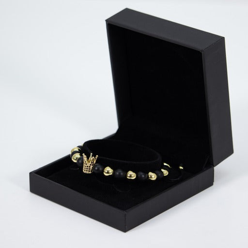 Black and Gold Men's Bracelet With Crown
