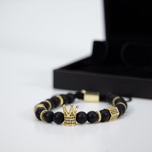 Pulsera de Hombre Negra y Oro