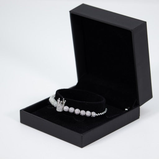 Silver Adjustable Men's Bracelet With Crown