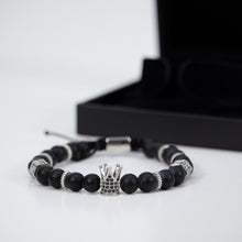 Load image into Gallery viewer, Silver and Black Adjustable Men&#39;s Bracelet
