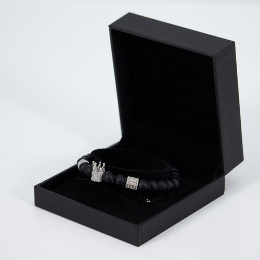 Adjustable Black and Silver Men's Bracelet