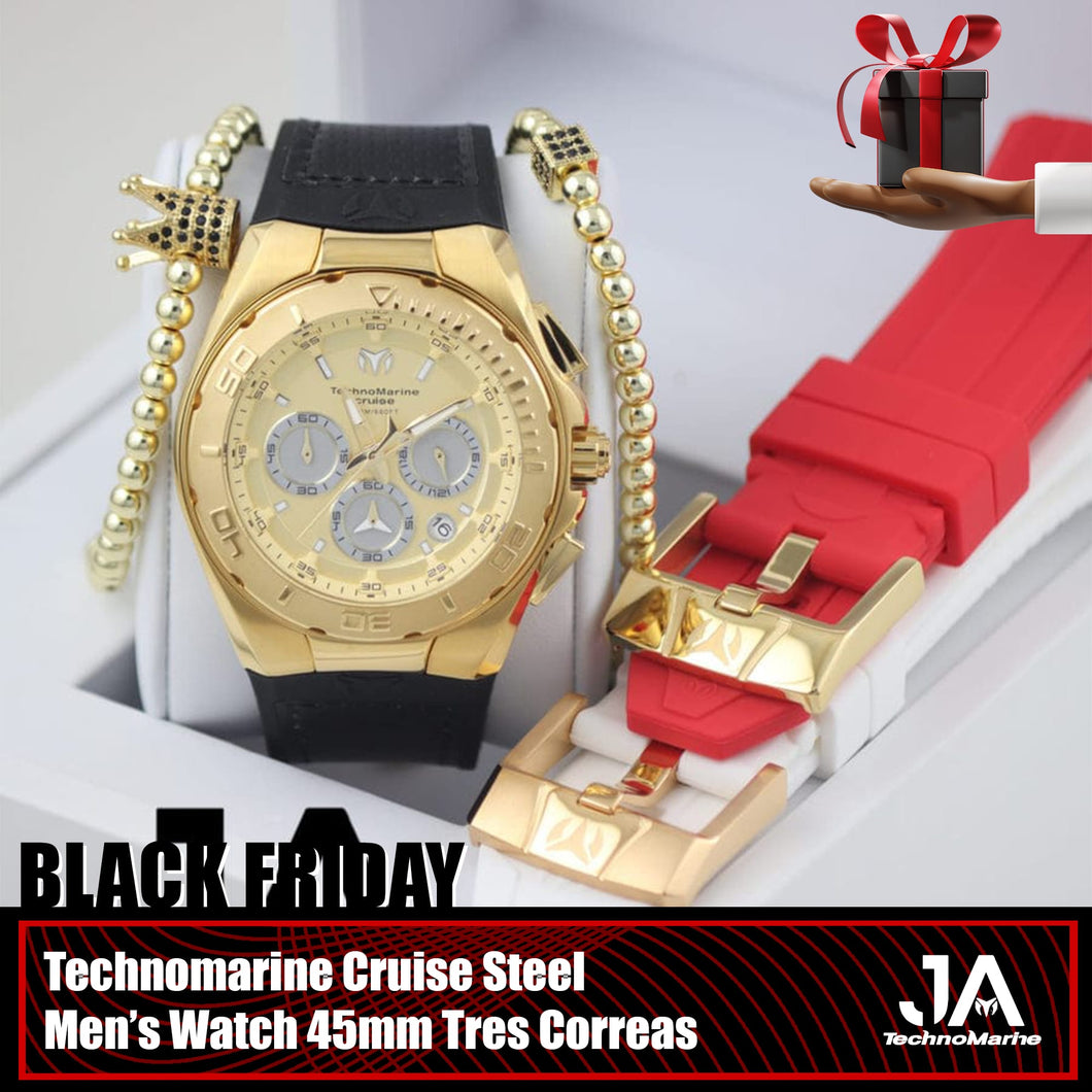 Technomarine Cruise Steel Men's Watch 45mm, Three Straps