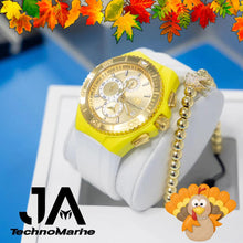 Cargar imagen en el visor de la galería, Technomarine Cruise Star Gold &amp; Gold 46mm Watch Una Pulsera Gratis Yellow
