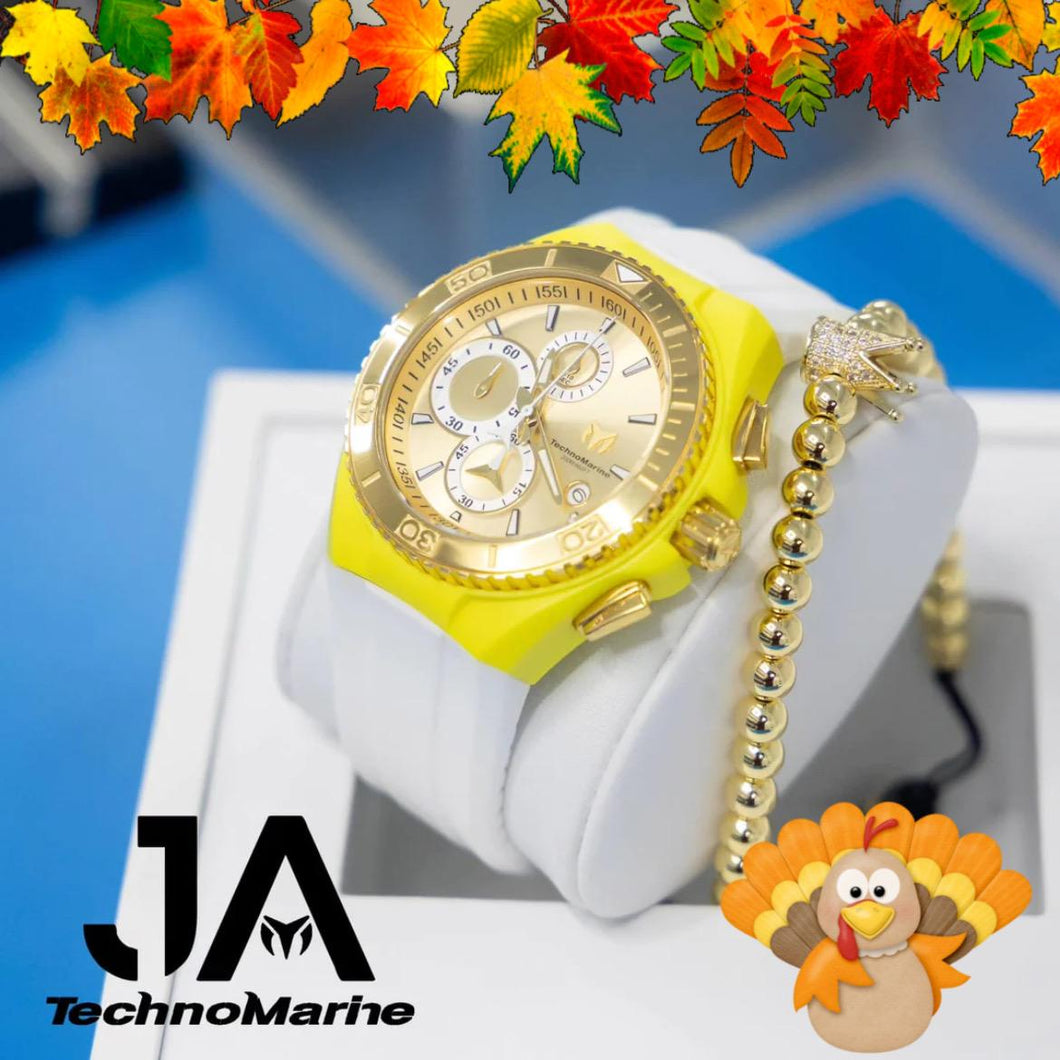 Technomarine Cruise Star Gold & Gold 46mm Watch Una Pulsera Gratis Yellow
