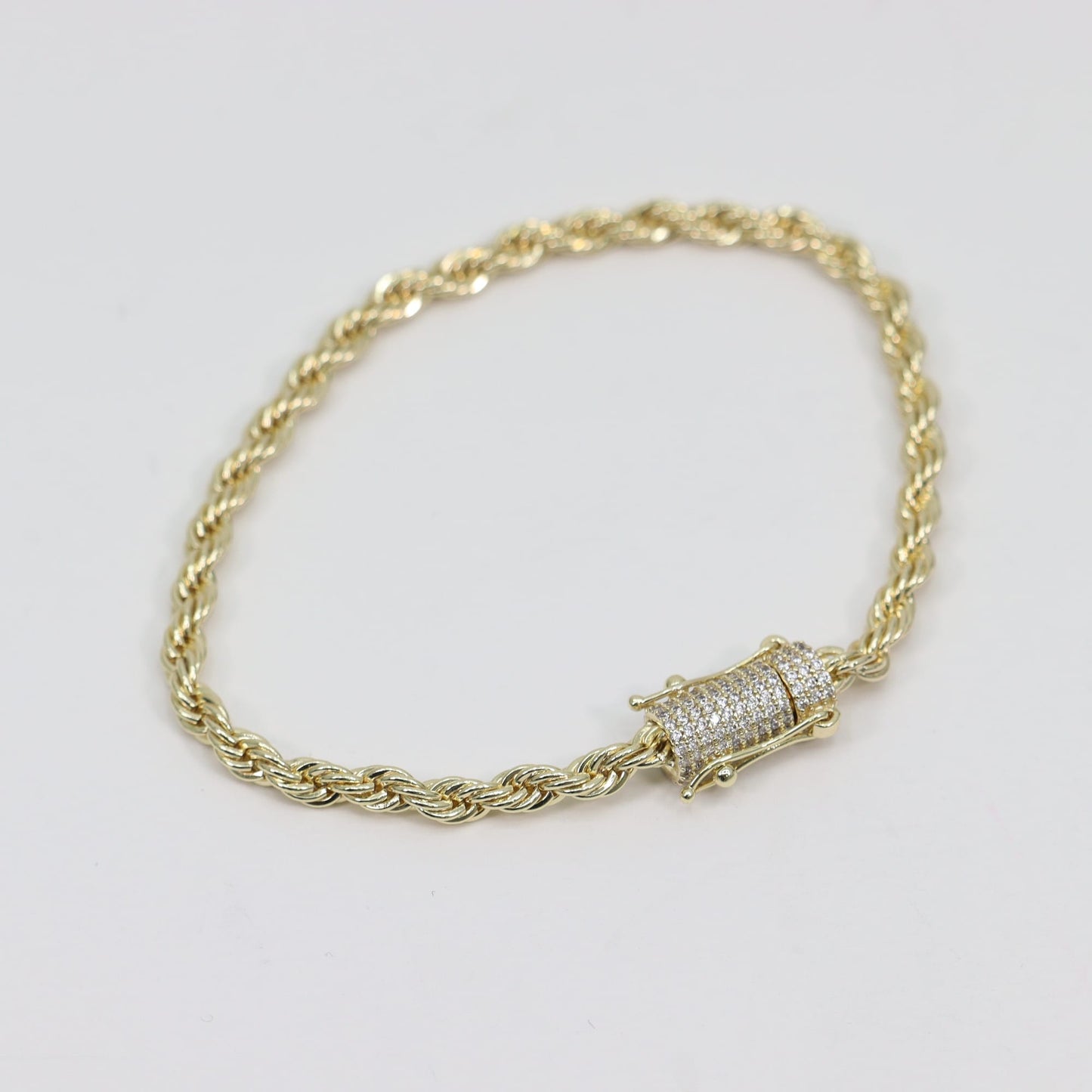 Pulsera soga stainless steel baño 14k 4mm 7.5